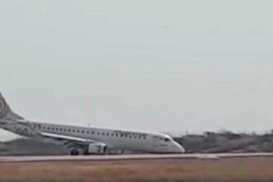 Опубликовано видео посадки на брюхо пассажирского самолета в Мьянме