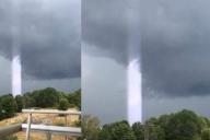 Женщина запечатлела на камеру поднимающийся к небу загадочный столб света