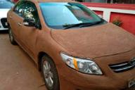 Эффективная защита от жары. Женщина измазала машину навозом