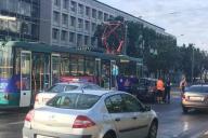 В Минске трамвай и внедорожник не поделили дорогу