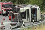 В Германии фура с белорусским водителем опрокинулась на бок