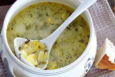 Вегетарианский суп из молодой картошки с укропом