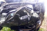 На трассе Р1 из-за скользкой дороги перевернулся BMW