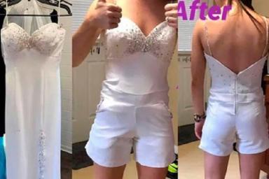Свадебная пижама: Невеста превратила платье в неудобный комбинезон
