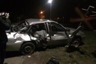 В Полоцке грузовой поезд протаранил Daewoo с тремя пассажирами