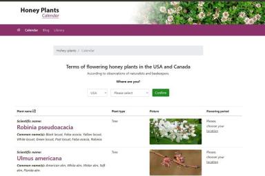 Календарь медоносных растений в США